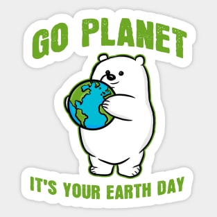 Go Planet It's Your Earth Day Polar Bear Sticker